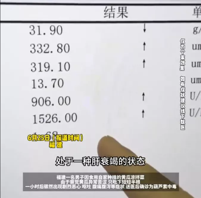 比砒霜还毒!一盘凉拌黄瓜致男子肝衰竭