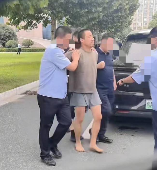 河南「西平大侠」夏付钢8日在漯河落网，相关被捕画面在中国网路流传。（图撷自微博）