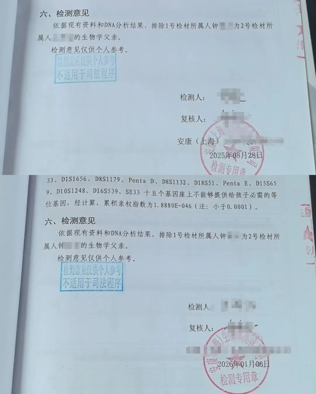 DNA检测结果显示,两个儿子均非亲生 图/受访者提供